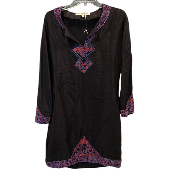 What Goes Around Comes Around Margot Silk Black Embroidered Tunic Dress - XS - Picture 4 of 16